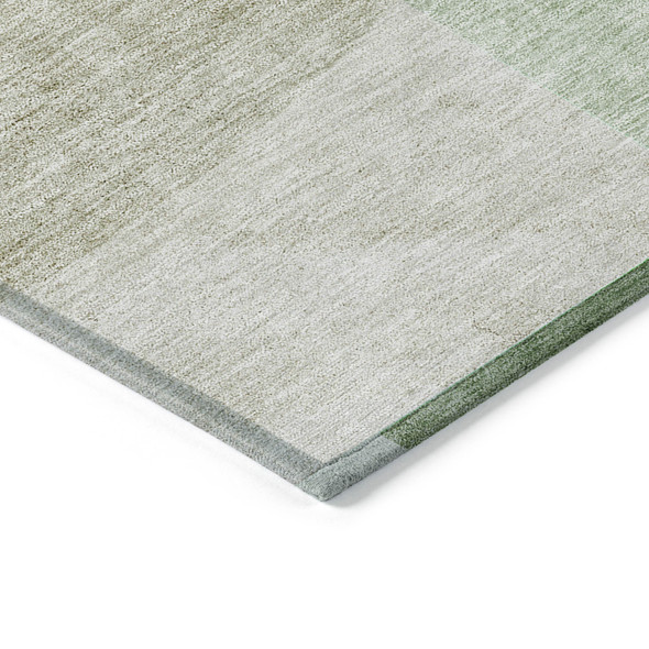 8' X 10' Olive Green And Artichoke Green Geometric Washable Indoor Outdoor Area Rug