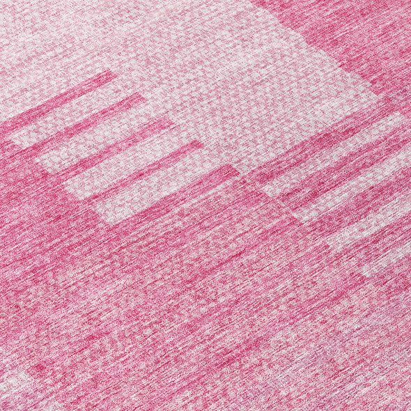 8' X 10' Pink And Blush Striped Washable Indoor Outdoor Area Rug