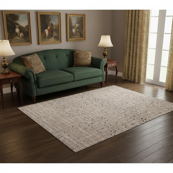 5' X 8' Gray And Black Abstract Distressed Area Rug