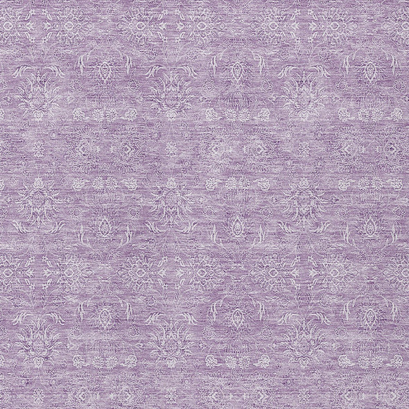 10' X 14' Lavender Lilac And Ivory Floral Washable Indoor Outdoor Area Rug