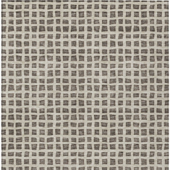 5' X 8' Brown Taupe And Ivory Geometric Washable Indoor Outdoor Area Rug