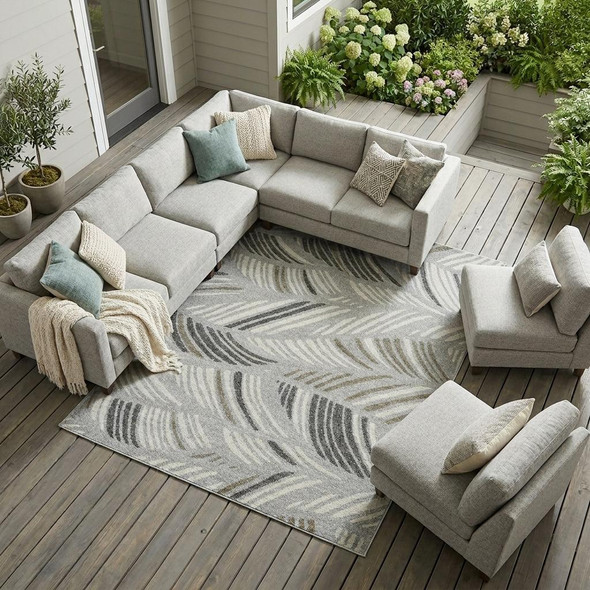 7' X 10' Gray Abstract Indoor Outdoor Area Rug