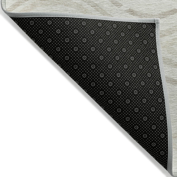 3' X 5' Ivory Beige And Taupe Abstract Washable Indoor Outdoor Area Rug