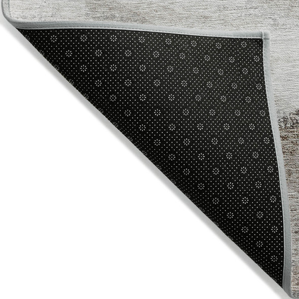 9' X 12' Silver Beige And Gray Abstract Washable Indoor Outdoor Area Rug