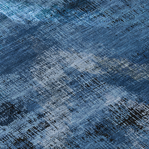 9' X 12' Navy Blue And Sky Blue Abstract Washable Indoor Outdoor Area Rug