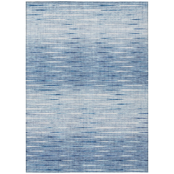 3' X 5' Navy Blue And Sky Blue Abstract Washable Indoor Outdoor Area Rug