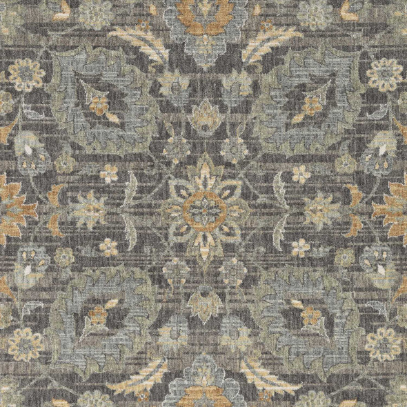 3' X 5' Taupe Orange And Gray Wool Floral Distressed Area Rug