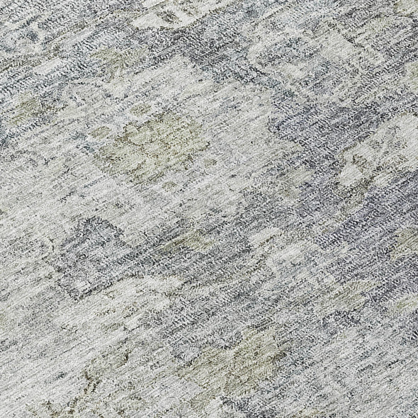 10' X 14' Gray Beige And Charcoal Oriental Washable Indoor Outdoor Area Rug