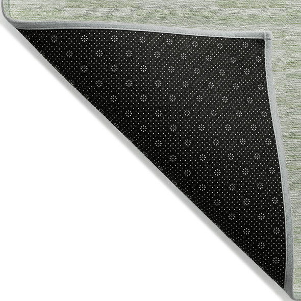 9' X 12' Sage And Green Striped Washable Indoor Outdoor Area Rug
