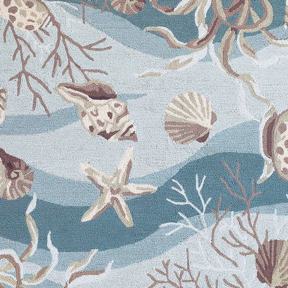 2' X 4' Beige Ivory And Brown Seashell and Coral Hand Tufted Area Rug