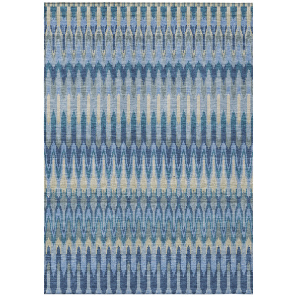 8' X 10' Denim Blue And Sky Blue Southwestern Washable Indoor Outdoor Area Rug