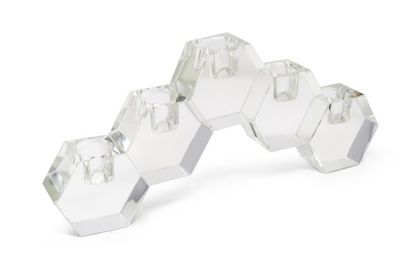 5" Clear Crystal Geometric Tabletop Candelabra Candle Holder