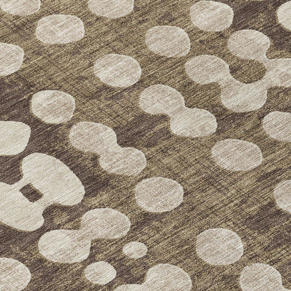 5' X 8' Brown And Beige Abstract Washable Indoor Outdoor Area Rug