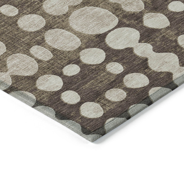 8' X 10' Brown And Beige Abstract Washable Indoor Outdoor Area Rug