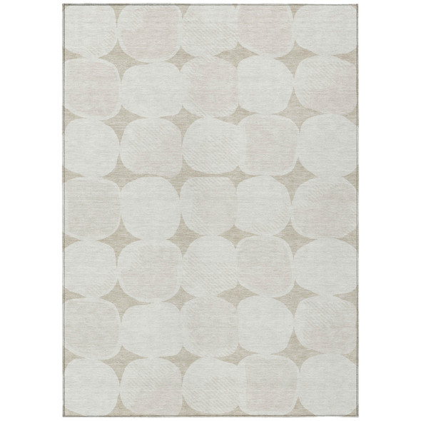 3' X 5' Beige And Brown Abstract Washable Indoor Outdoor Area Rug