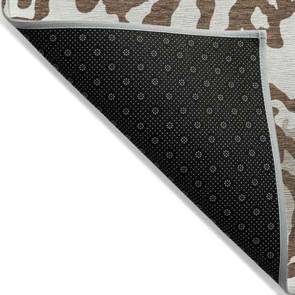 9' X 12' Chocolate Beige And Ivory Animal Print Washable Indoor Outdoor Area Rug