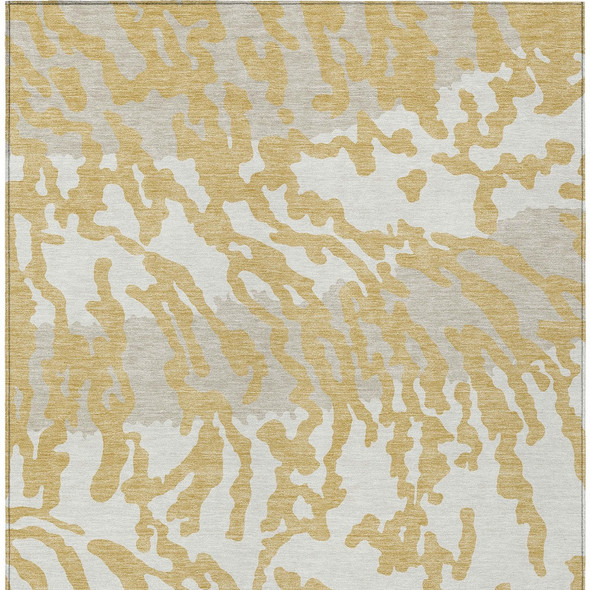 10' X 14' Gold Gray And Ivory Animal Print Washable Indoor Outdoor Area Rug