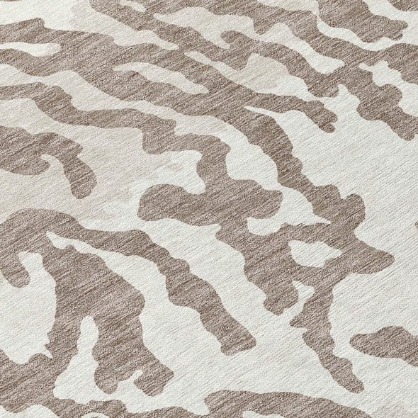 8' X 10' Taupe Brown And Ivory Animal Print Washable Indoor Outdoor Area Rug