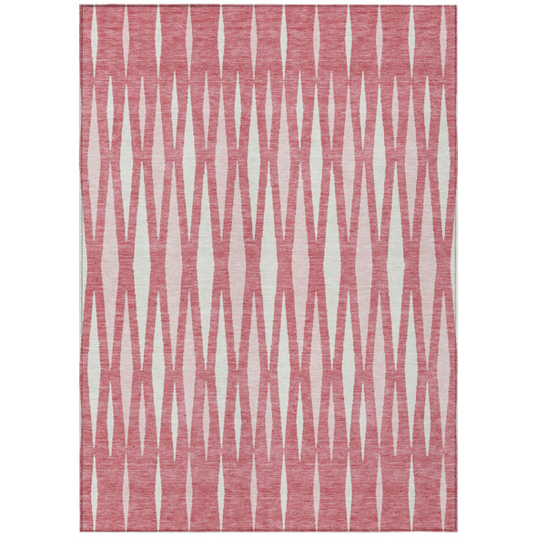 5' X 8' Blush And Ivory Geometric Washable Indoor Outdoor Area Rug