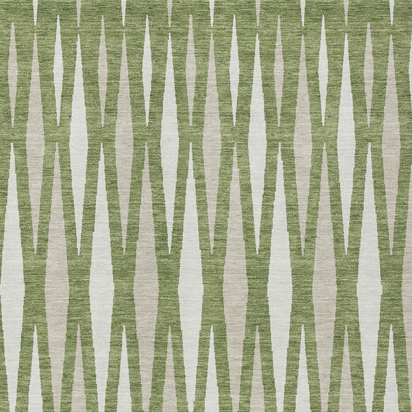8' X 10' Green And Ivory Geometric Washable Indoor Outdoor Area Rug
