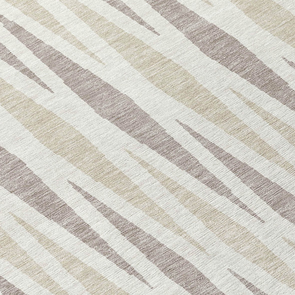 10' X 14' Ivory Brown And Beige Geometric Washable Indoor Outdoor Area Rug