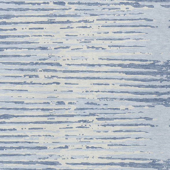 5' X 8' Sky Blue And Ivory Striped Washable Indoor Outdoor Area Rug