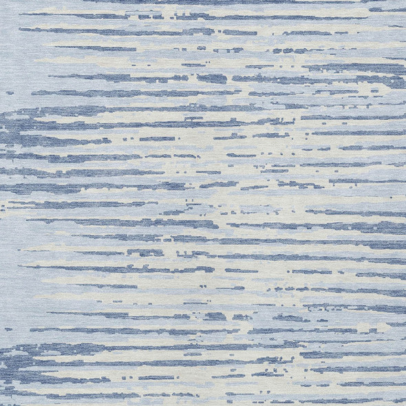 8' X 10' Sky Blue And Ivory Striped Washable Indoor Outdoor Area Rug
