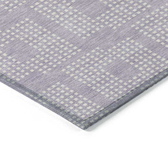 10' X 14' Lavender And Ivory Geometric Washable Indoor Outdoor Area Rug