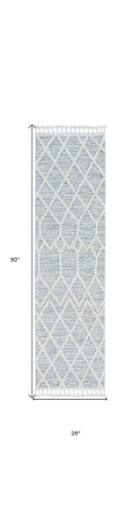 8' Gray and Ivory Abstract Runner Rug