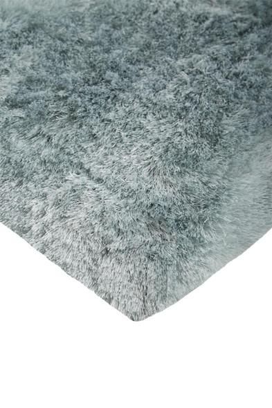 8' X 10' Blue and Silver Shag Hand Tufted Area Rug