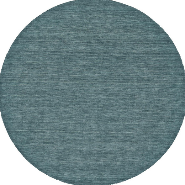 8' Blue Green Round Wool Hand Woven Area Rug