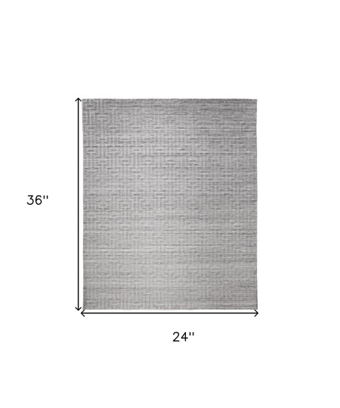 2' X 3' Silver Floral Hand Woven Area Rug