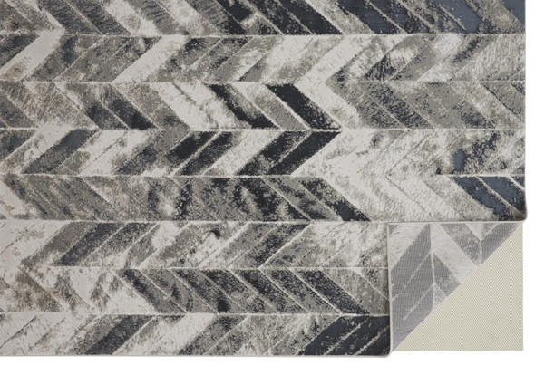 8' X 10' Gray And Black Chevron Area Rug