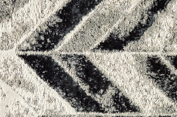 13' X 20' Gray And Black Chevron Area Rug