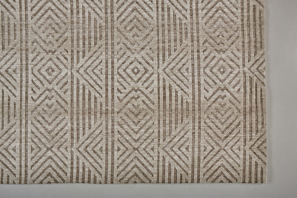 2' X 3' Tan Ivory And Brown Geometric Stain Resistant Area Rug