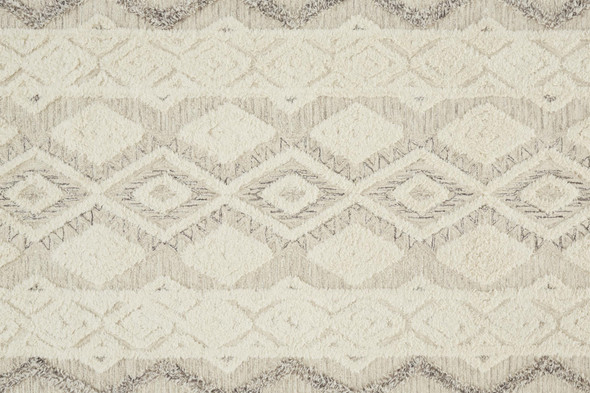 2' X 3' Ivory Taupe And Gray Wool Geometric Tufted Handmade Stain Resistant Area Rug