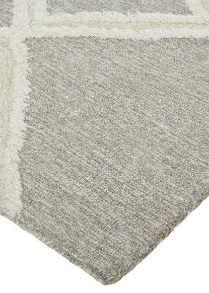 8' X 10' Gray And Ivory Wool Geometric Tufted Handmade Stain Resistant Area Rug