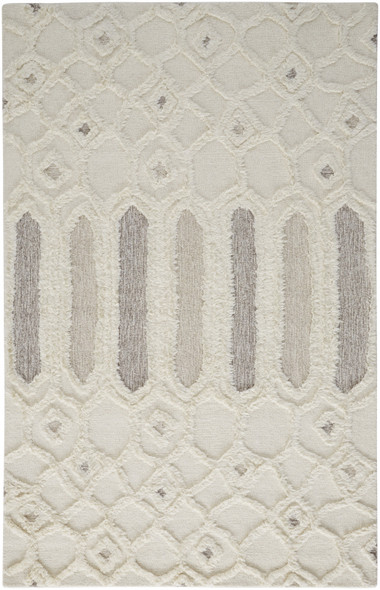 8' X 10' Gray and Ivory Wool Geometric Hand Tufted Area Rug