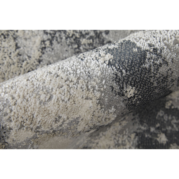 8' X 10' Ivory Black and Gray Abstract Area Rug