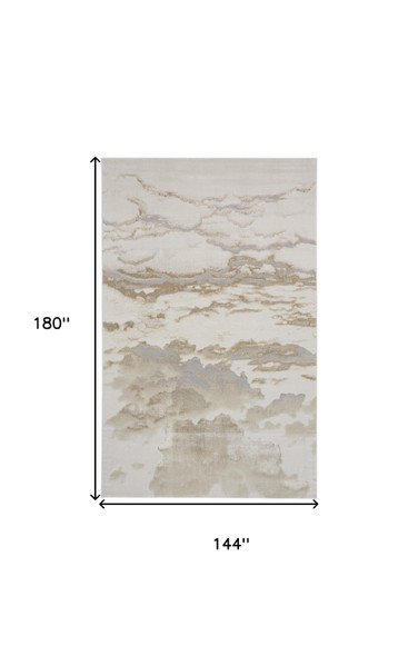 12' X 15' Brown And Ivory Abstract Area Rug