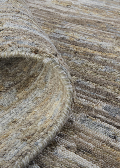 2' X 3' Brown and Ivory Wool Abstract Hand Knotted Area Rug