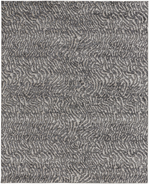 7' X 10' Gray and Ivory Abstract Power Loom Area Rug