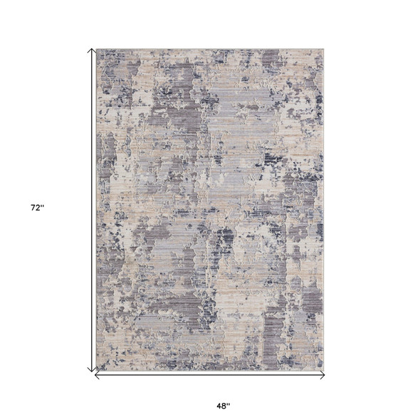 4' X 6' Gray Abstract Area Rug