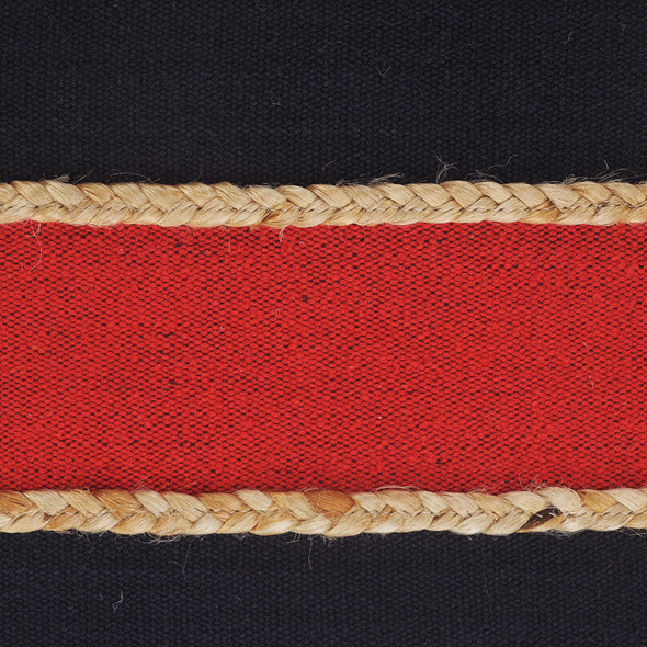 24" X 24" Navy Red And Tan 100% Cotton Striped Zippered Pillow