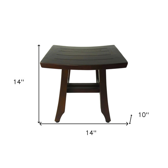 14" Brown Teak Shower Bench