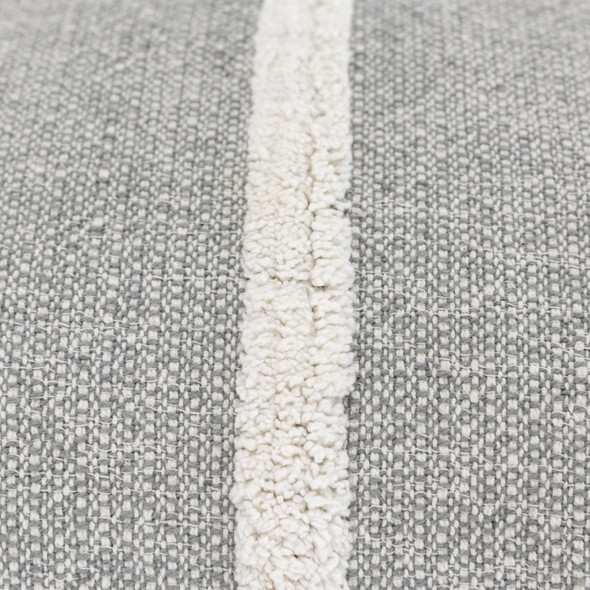 14" X 26" Gray And White Lumbar Weave Cotton Throw Pillow with Tassels