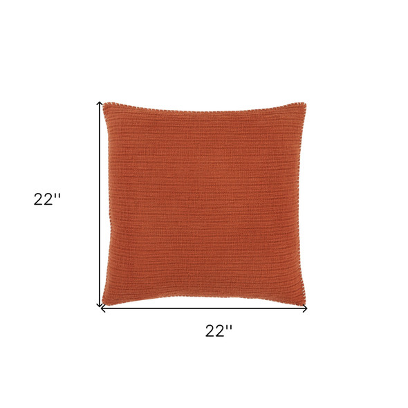 22" Orange Striped Cotton Throw Pillow