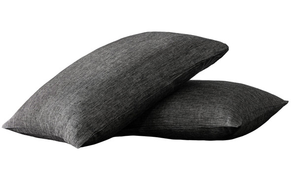 Set of Two Onyx Linen King Pillowcases