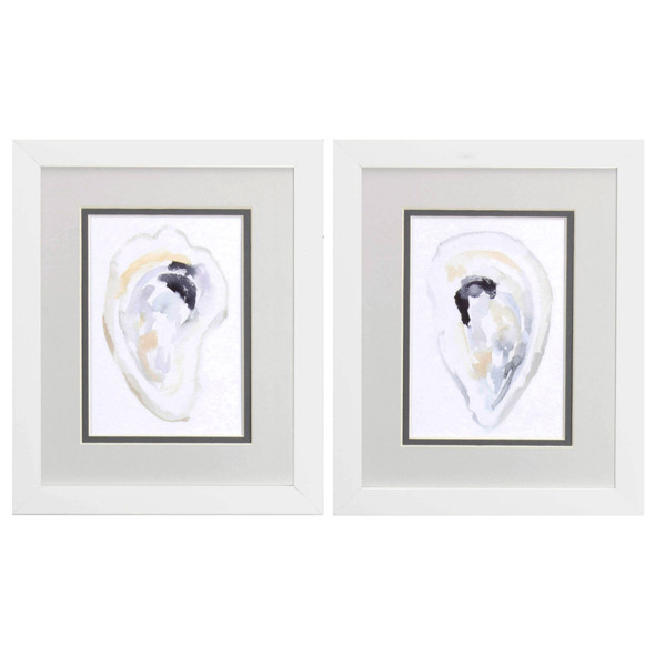 Set Of Two Oyster Shell White Framed Print Wall Art