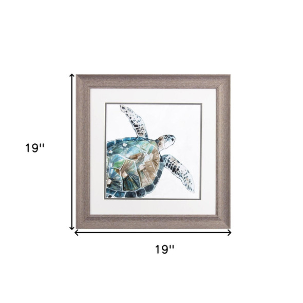 Set Of Two Neutral Sea Turtle Brown Framed Print Wall Art